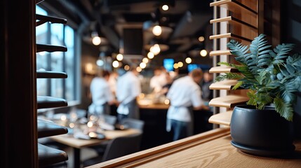 Students in chef uniforms are focused on their culinary tasks in a spacious kitchen with large windows and modern equipment