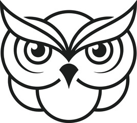 Stylish Angry Owl Face Logo Vector Illustration in Black and White for Modern Branding Use
