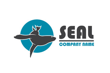 emblem of sea seal silhouette isolated on white background