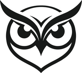 Bold abstract owl face logo illustration with sharp symmetrical lines creating a modern minimalist vector design for branding