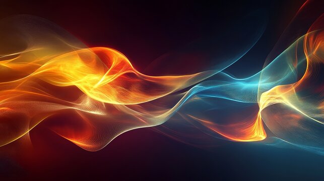 Dynamic energy waves flowing with vibrant colors, perfect for tech backgrounds or modern designs, radiating power and creativity in abstract motion