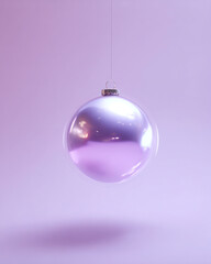 Obraz premium Pearl ornament floating in soft lavender light, presenting a concept of calm seasonal beauty and minimal holiday expression.