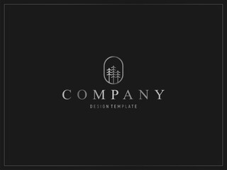 Stylized Line Art Pine Tree Company Design Template In Luxury Silver