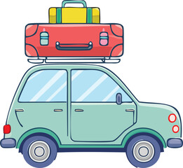 vector illustration of a car with luggage