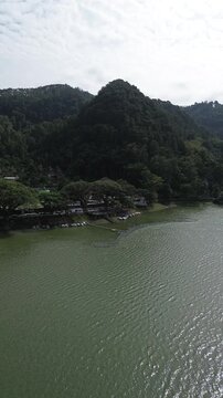 drone view ngebel lake 