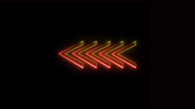 Glowing Neon bam Direction Arrow Icon on Black Background &ndash; Social Media Navigation 4K Animation