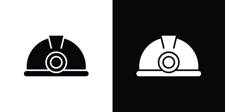 Miner helmet icons vector silhouette design. Vector flat graphic design illustration.