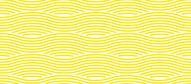 Yellow spaghetti seamless background with wavy pasta lines. Abstract geometric noodle vector texture for Italian cuisine, culinary wallpapers, restaurant menus, packaging, posters, flyers, invitations