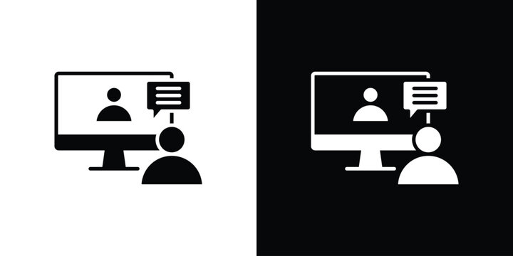 Online coaching icons vector silhouette design. Vector flat graphic design illustration.