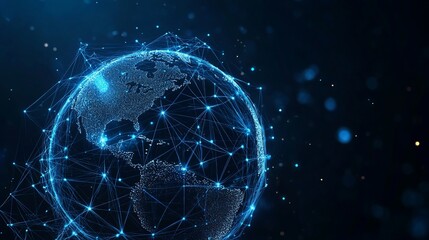 Global connectivity with glowing network lines showcasing worldwide digital communication for innovative technology solutions and international business growth