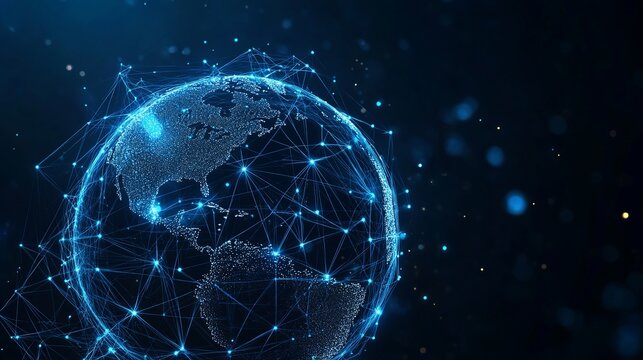 Global connectivity with glowing network lines showcasing worldwide digital communication for innovative technology solutions and international business growth - Powered by Adobe