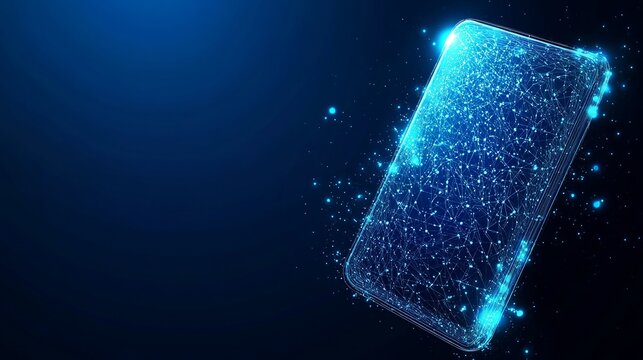 Modern smartphone design with glowing network connections for tech innovations and digital solutions in a vibrant blue, perfect for mobile marketing