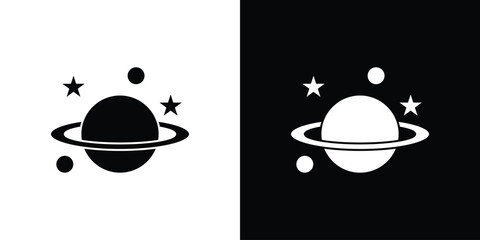 Planet saturn icons vector silhouette design. Vector flat graphic design illustration. © Cristiane
