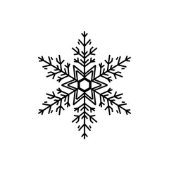 Geometric black snowflake icon with symmetrical pattern