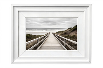Framed Beach Boardwalk Wall Art Transparent Background PNG