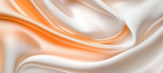 Elegant Amber Satin Waves Creating a Soft Gradient of Textures and Dreamy Iridescent Silk Flow