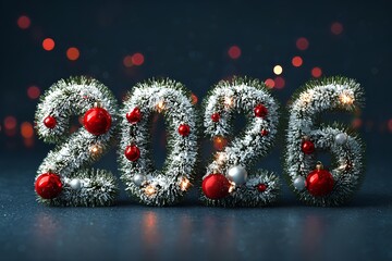 2026 Holiday Numbers in Realistic Evergreen Texture &ndash; Winter Celebration Art