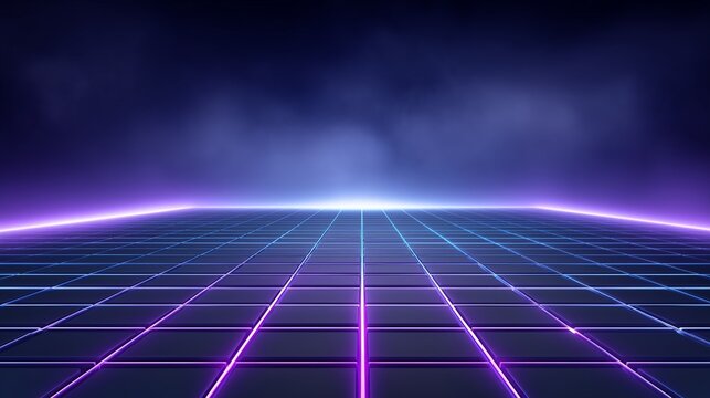 Futuristic Neon Grid Background - Powered by Adobe