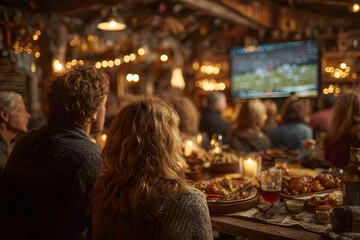 people watch football games on TV as part of their Thanksgiving tradition