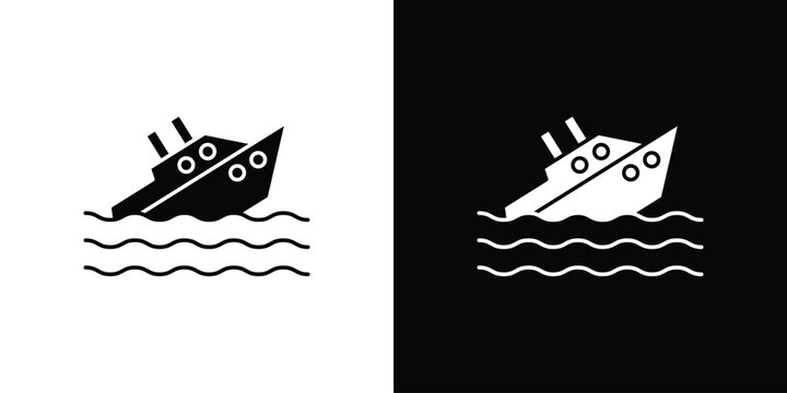 Sinking ship icons vector silhouette design. Vector flat graphic design illustration.