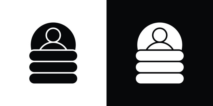 Sleeping bag icons vector silhouette design. Vector flat graphic design illustration.
