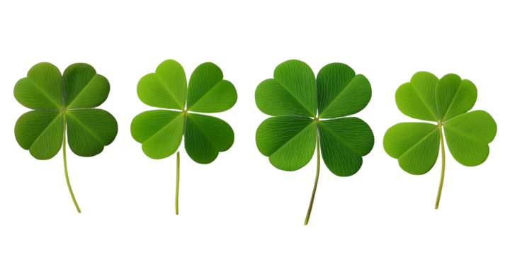Four Leaf Clover Plants isolated on a transparent background