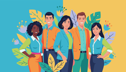 Smiling diverse corporate team portrait symbolizing unity collaboration and success