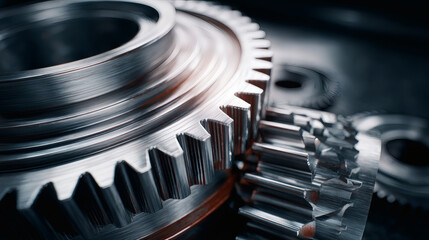 Close-up view of metal gears showing mechanical engineering components
