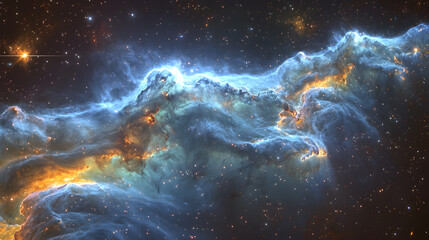 Cosmic nebula glowing with vibrant colors in deep space, a breathtaking astronomical wonder.