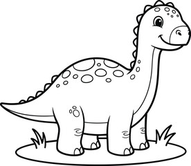 Cute cartoon dinosaur outline for children s coloring pages