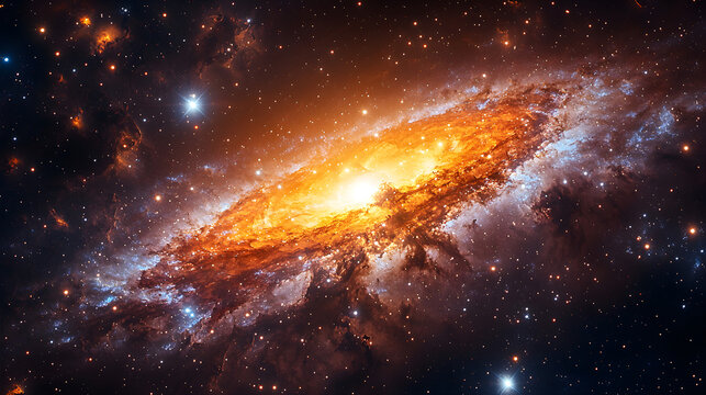 Majestic spiral galaxy ablaze with brilliant light in the vastness of deep space