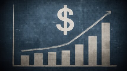 Abstract business chart showing financial growth and a dollar sign on a dark canvas