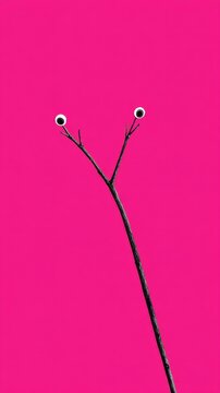 Twiggy eyestalks reaching skyward, delighting under pink alien sun, perfect for Surrealism Week or Stick Insect Day
