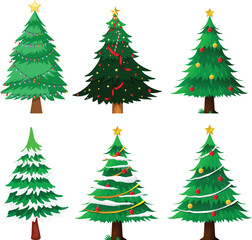Obraz premium Marry Christmas Poster template Vector illustration tree fruit toffee gift tree set happy Christmas day tree set