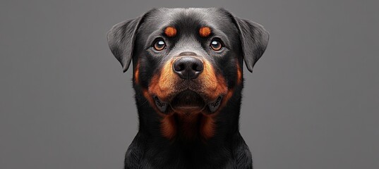Majestic Rottweiler Guarding Its Domain with Powerful Presence and Intense Purebred Excellence