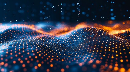 Stunning technology landscape with glowing network connections, perfect for a modern business presentation or innovative tech startup branding