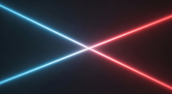 Neon Lights Laser Beams Abstract Background Blue Red Intersecting Digital Vertical Copy Space - Powered by Adobe
