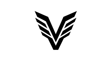 Bold V-shaped emblem with stylized wings, a symbol of strength.