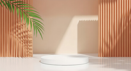 Product Display Podium White Minimalist Shadow Copy Space