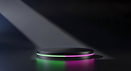 Podium Stage Platform Neon Green Pink Light Dark Copy Space Vertical