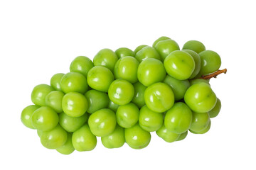 A bunch of fresh green grapes of the variety- shine muscat, on a transparent background