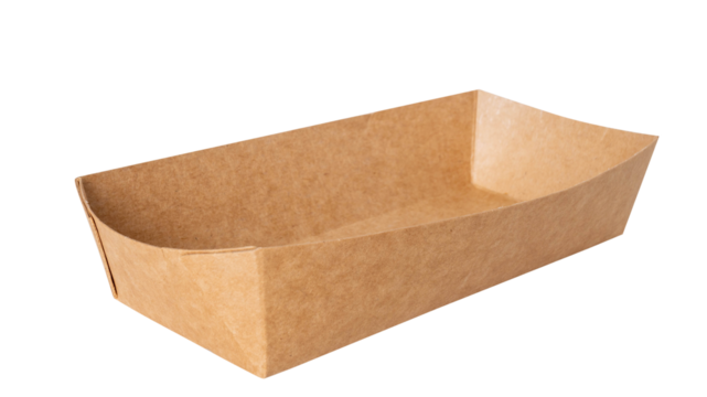 Empty brown cardboard food tray for serving snacks or takeaway