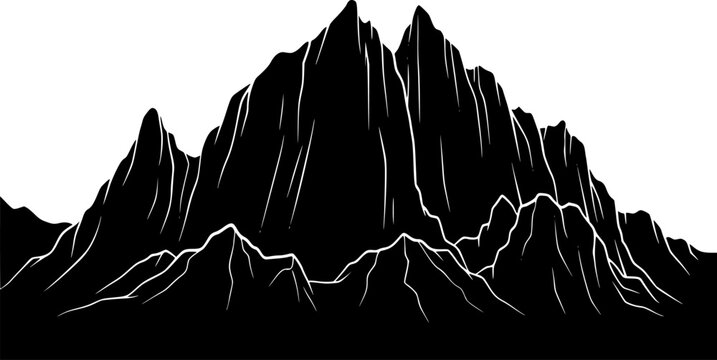 Black silhouette of a majestic glacier ice formation
