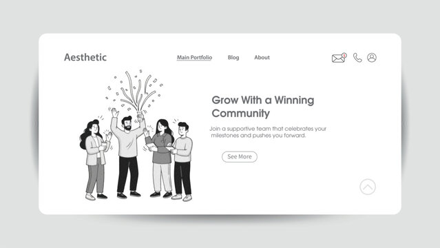 Diverse group celebrating success with confetti and champagne, illustrated in a modern minimalist style for achievement, teamwork, business celebration, professional milestones, and corporate success