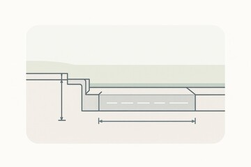 Technical illustration of engineered drainage system components showing cross section layout designed for optimal water management and environmental integration efficiency