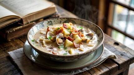 National dishes of British cuisine. 
English clam chowder.