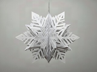 Minimalist Paper Cut Snowflake Ornament White Layered Geometric Isolated Contemporary Design Christmas