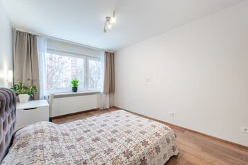 Modern Bright Home Bedroom Interior Design With Stylish Furniture and Natural Light