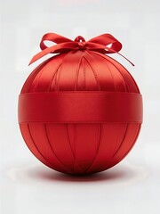 Luxury Satin Ribbon Wrapped Christmas Ball Ornament Elegant colored  Isolated Premium Product Photography