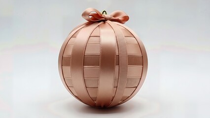 Luxury Satin Ribbon Wrapped Christmas Ball Ornament Elegant colored  Isolated Premium Product Photography